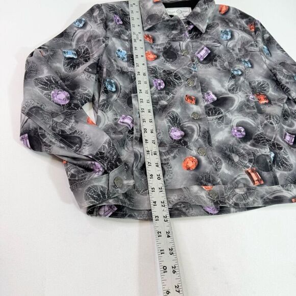 St John Sport Jacket Womens Medium Gray Gemstones Gems Button Up Luxury Shiny - Picture 4 of 8